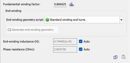End-winding inductance and phase resistance for the Full PCB winding model