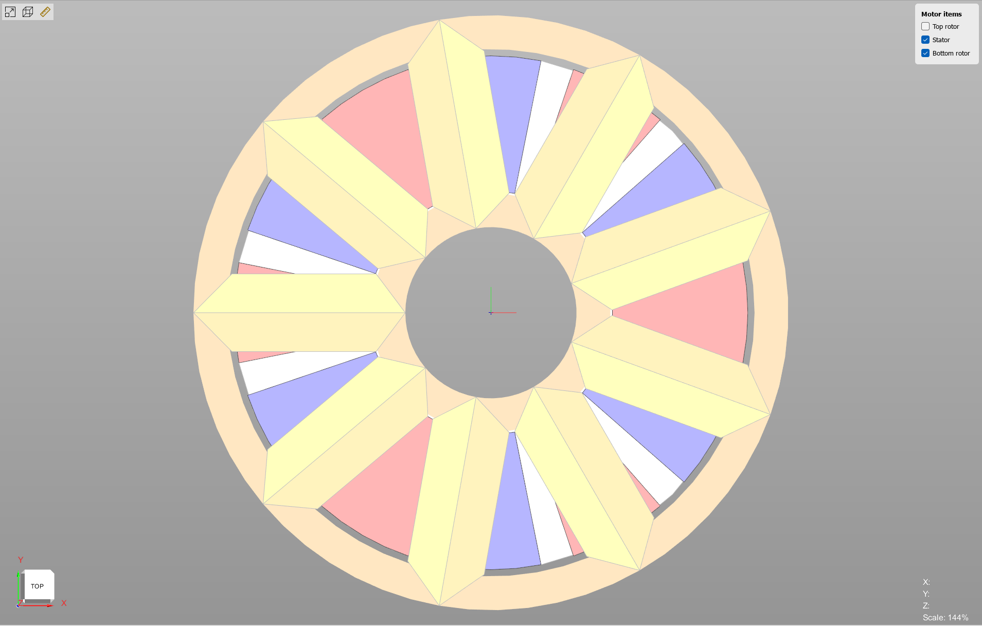 PCB stator geometry generated with the Lumped winding model